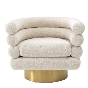 Maguire Boucle Cream Swivel Armchair