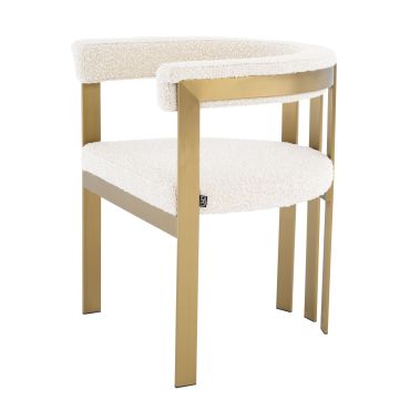 Clubhouse Boucle Cream & Brass Dining Chair