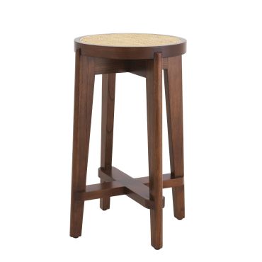 Dareau Classic Brown Counter Stool with Rattan Cane Webbing