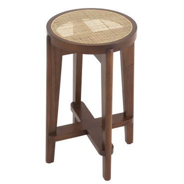 Dareau Classic Brown Counter Stool with Rattan Cane Webbing