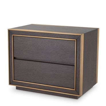 Camelot Brown Oak & Brushed Brass Bedside Table