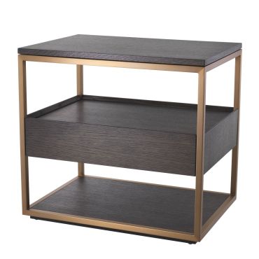 Parker Mocha Oak & Brushed Brass Side Table