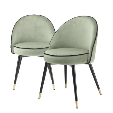 Cooper Savona Pistache Green Velvet Dining Chair - Set of 2