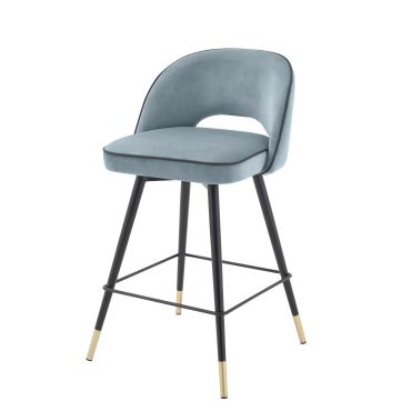Cliff Savona Blue Velvet Counter Stool - Set of 2