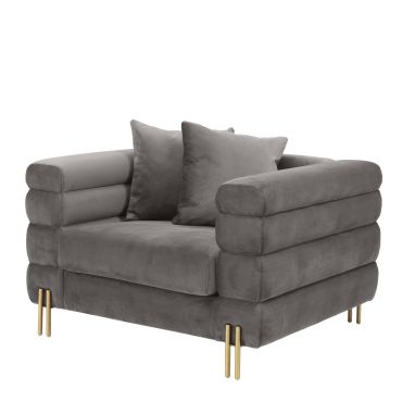 York Savona Grey Velvet Armchair