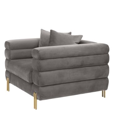York Savona Grey Velvet Armchair