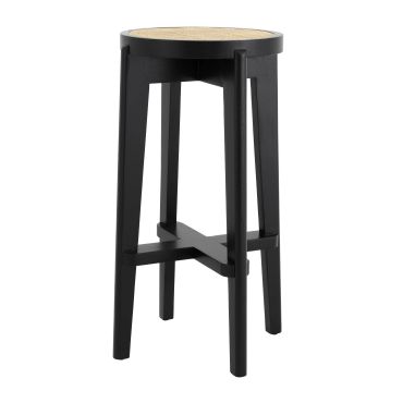 Dareau Classic Black Bar Stool with Rattan Cane Webbing