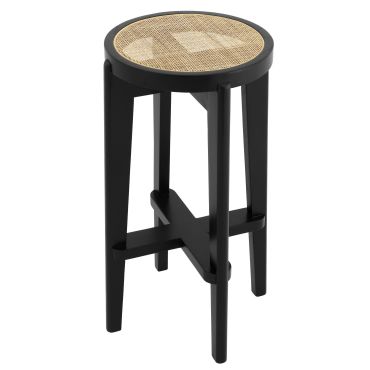 Dareau Classic Black Bar Stool with Rattan Cane Webbing