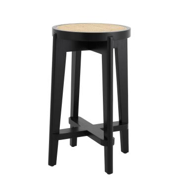 Dareau Classic Black Counter Stool with Rattan Cane Webbing
