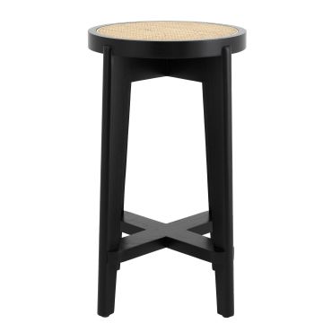 Dareau Classic Black Counter Stool with Rattan Cane Webbing