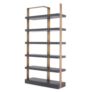 Geo Charcoal Grey Crown Oak & Brushed Brass Etagere