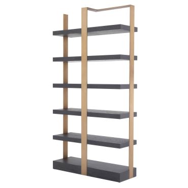 Geo Charcoal Grey Crown Oak & Brushed Brass Etagere