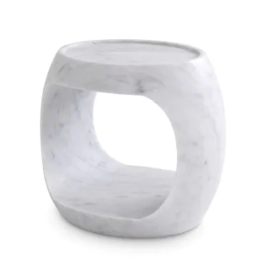 Clipper Low White Marble Side Table
