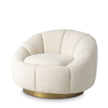 Inger Boucle Cream Swivel Armchair