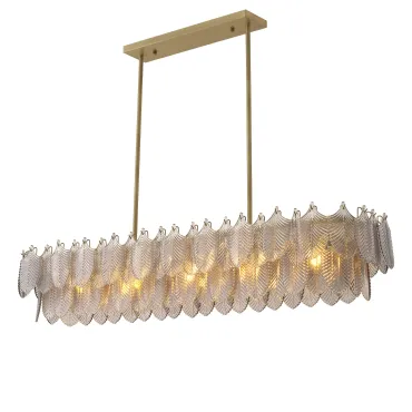 Verbier Light Brushed Brass & Smoked Glass Rectangular Chandelier