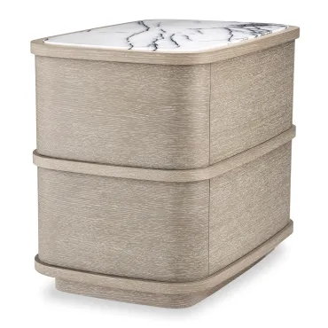 Cabana Washed Oak and Marble Bedside Table