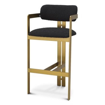 Donato Boucle Black Bar Stool