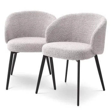 Lloyd Boucle Grey Dining Chair - Set of 2 with Arms
