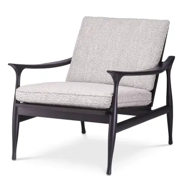 Manzo Classic Black and Boucle Grey Armchair