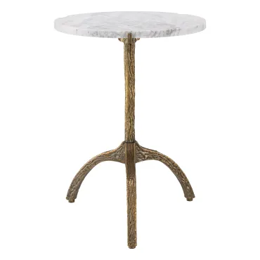 Cortina Oval Vintage Brass & White Marble Side Table
