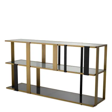 Clio Brushed Brass and Black Low Cabinet