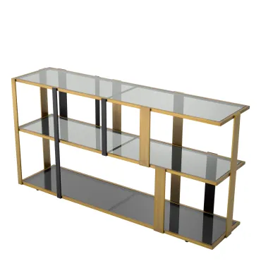 Clio Brushed Brass and Black Low Cabinet