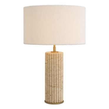 Giova Round Table Lamp Travertine