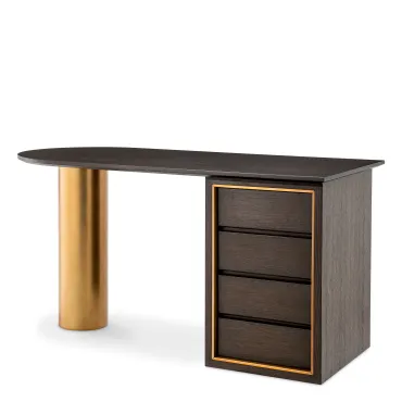 Del Rio Mocha Oak & Brushed Brass Desk