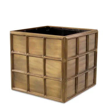 Grid Vintage Brass Medium Planter