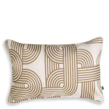 Abacus Beige and White Cushion