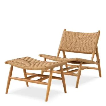 Laroc Natural Teak Outdoor Armchair & Footstool