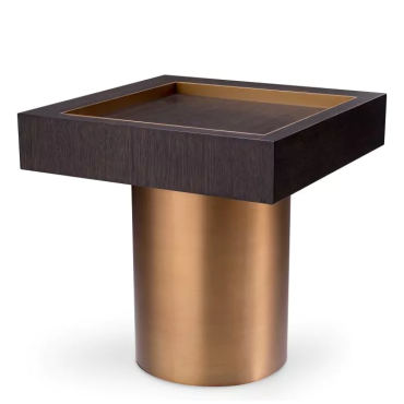 Otus Mocha Oak & Brushed Brass Square Side Table
