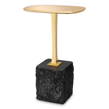 Kayan Small Polished Brass & Black Granite Side Table 
