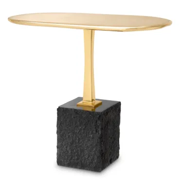 Kayan Large Black Granite & Polished Brass Side Table 