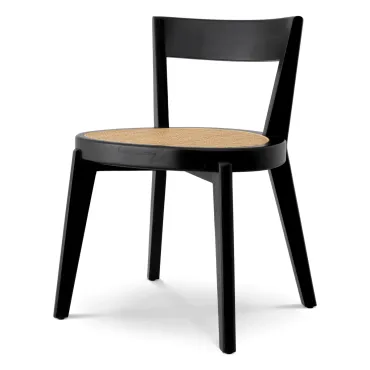 Alvear Classic Black & Rattan Dining Chair 