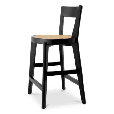 Alvear Classic Black & Rattan Counter Stool