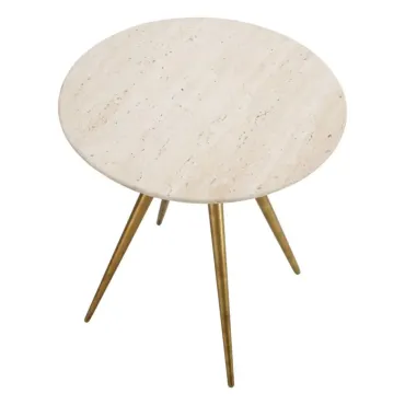 Ranco Vintage Brass & Travertine Side Table