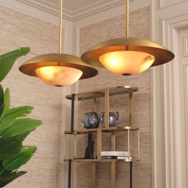 Marcona Antique Brass & Alabaster Pendant