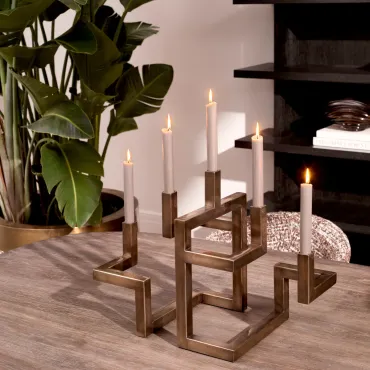 Skyline Vintage Brass Candle Holder