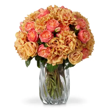 Bouquet of Roses Peach Real Touch 72 pcs/ 3 varieties