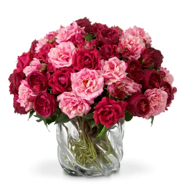 Bouquet of Roses Red & Pink Real Touch 72 pcs/ 3 varieties