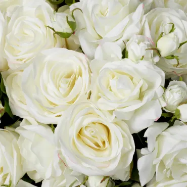 Bouquet of Roses White Real Touch 72 pcs/ 2 varieties
