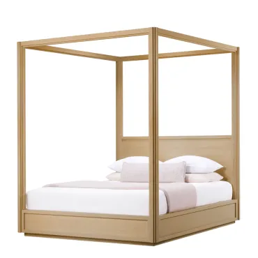 Tribeca Natural Oak Canopy King Bed with Mattress 