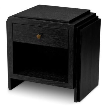 Art Deco Charcoal Oak Nightstand