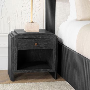 Art Deco Charcoal Oak Nightstand