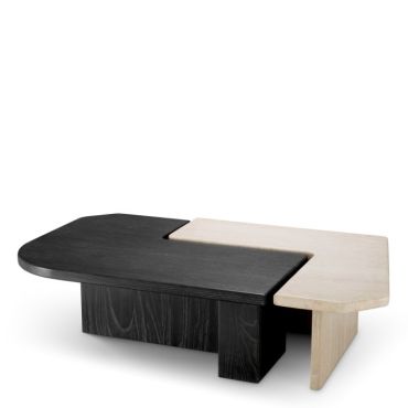 Yardham Charcoal Grey & Travertine Coffee Table Set Of 2