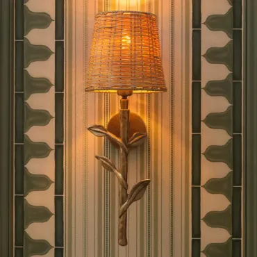 Farini Rattan & Vintage Brass Wall Lamp