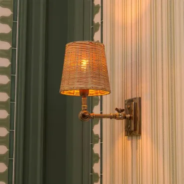 Wentworth Rattan & Antique Brass Single Wall Lamp