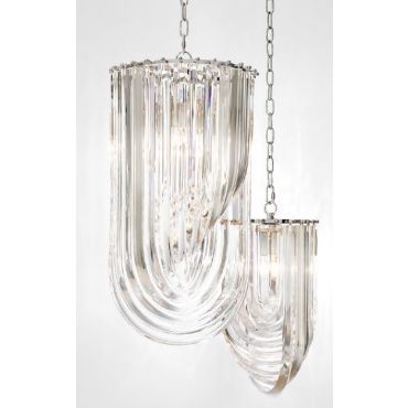 Murano Nickel Acrylic Long Large Chandelier