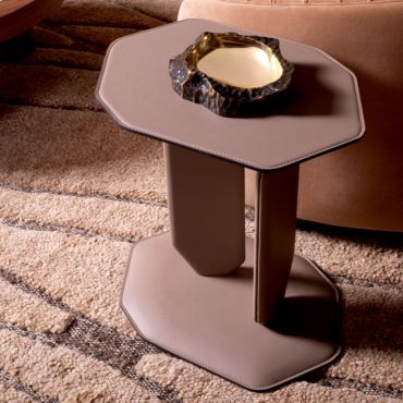 Maurizio Brown Leather Side Table